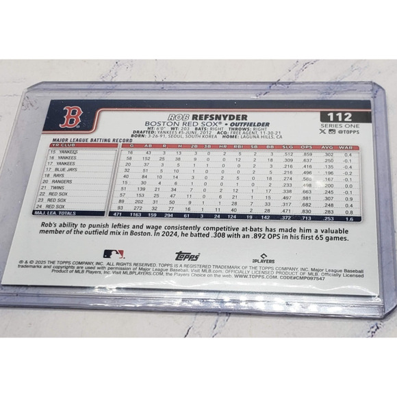 Rob Refsnyder Silver Diamante Foil 2025 Topps Series 1 Card #112 Boston Red Sox - Picture 4 of 4